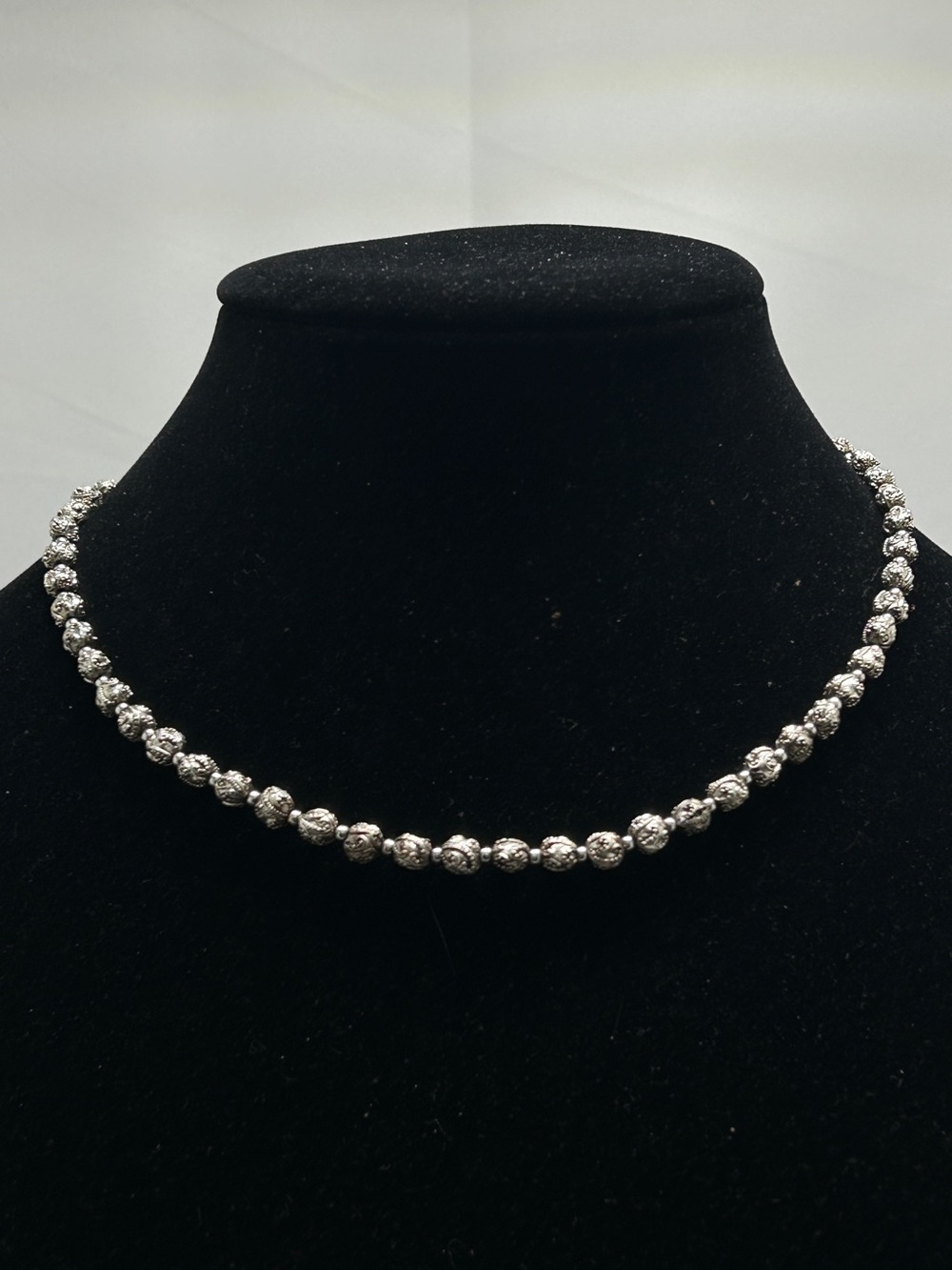Napier Decorative Silver Beaded Feminine Short Necklace